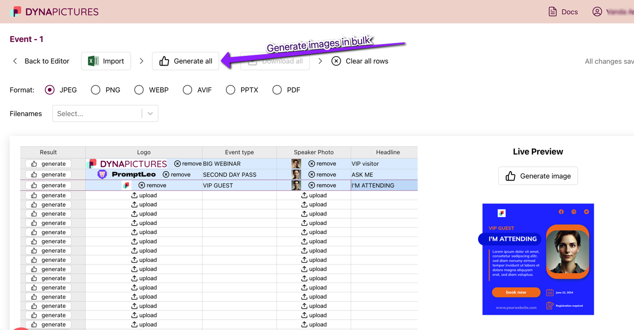 create image from excel cells