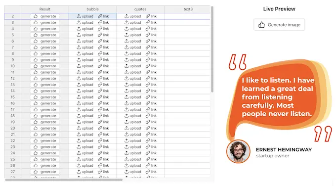 Online Spreadsheet to starts with automatic social media banner generation.