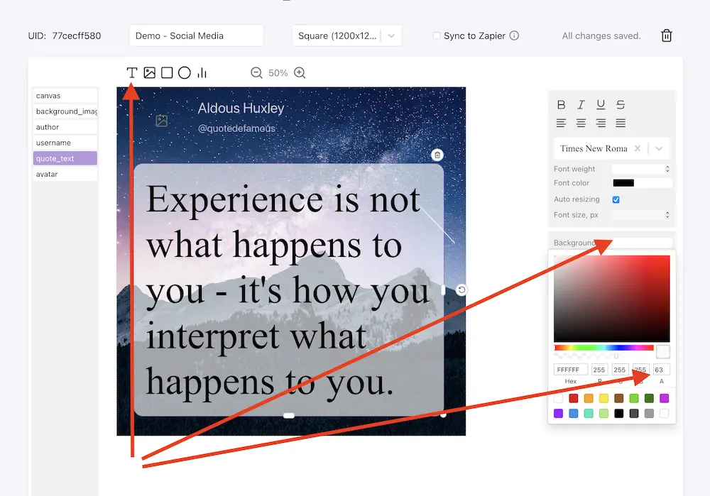 Customizing quote and background