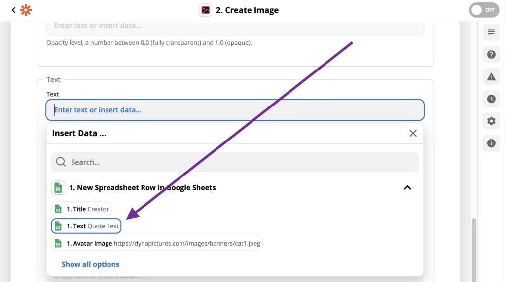 Spreadsheet with text to generate multiple images