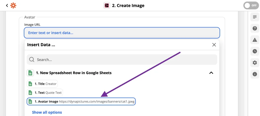 Selecting avatar image to generate many images from Spreadsheet