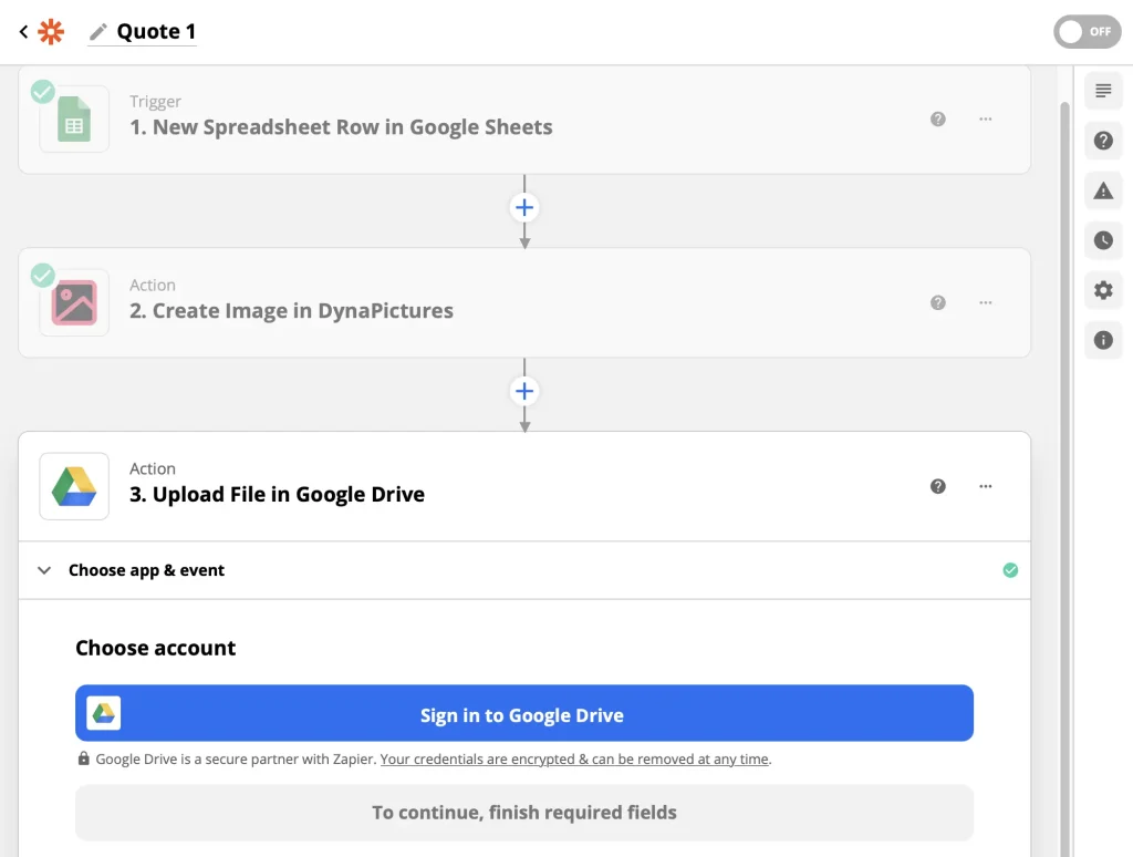 Signing in Google account to upload files