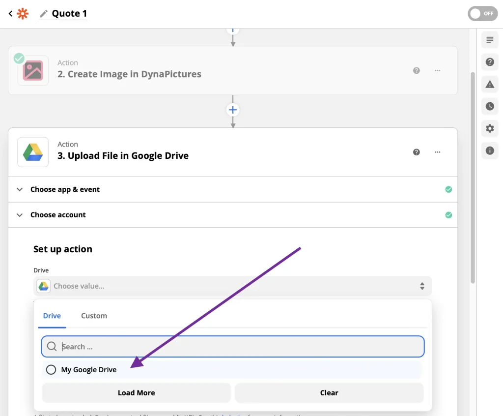 Choosing account to upload generated images