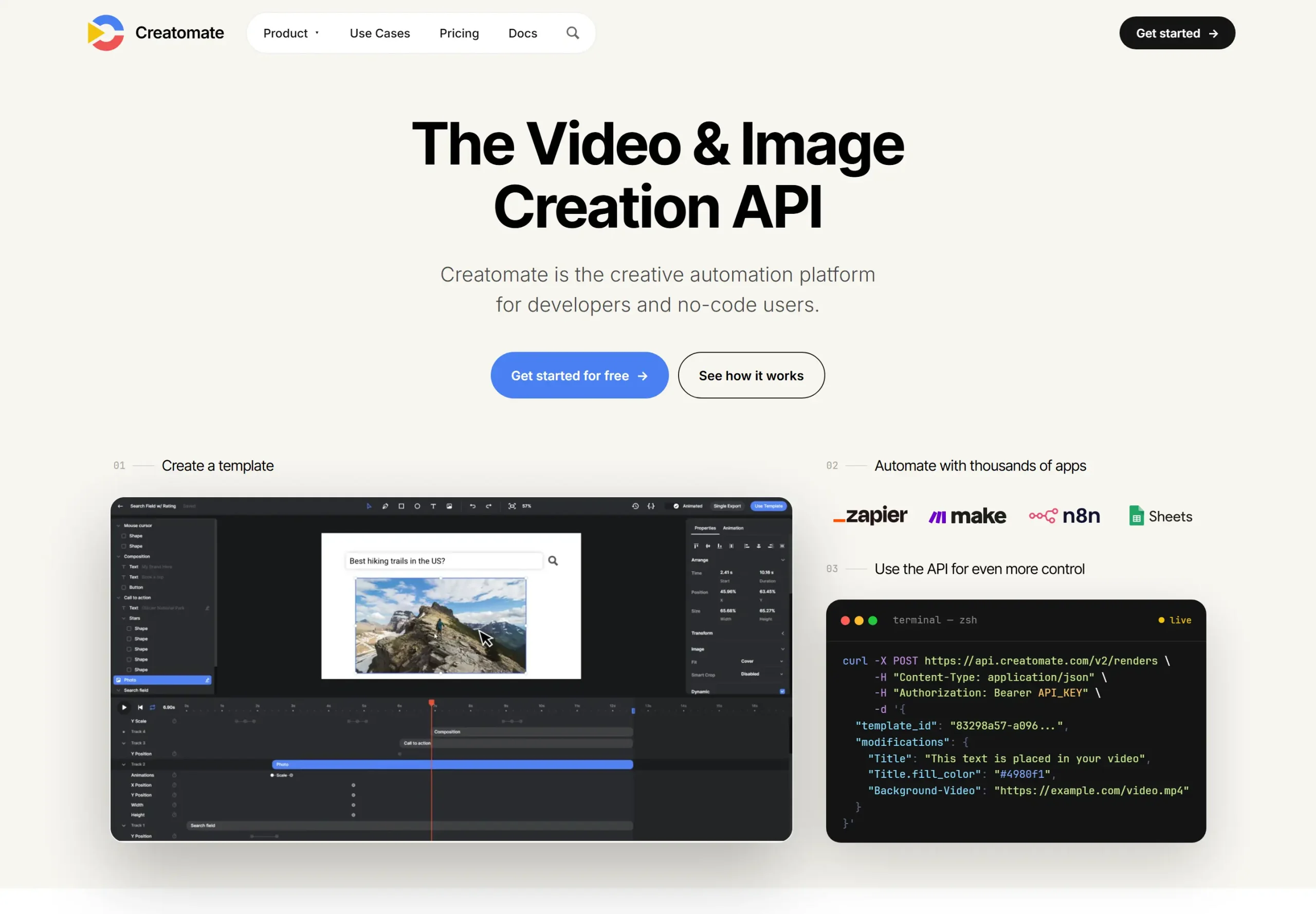 Creatomate api image generation alternative to Bannerbear