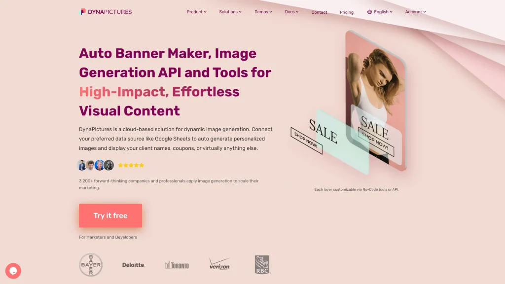 Bannerbear's competitor DynaPictures to auuto-generate images and videos,create templates. 