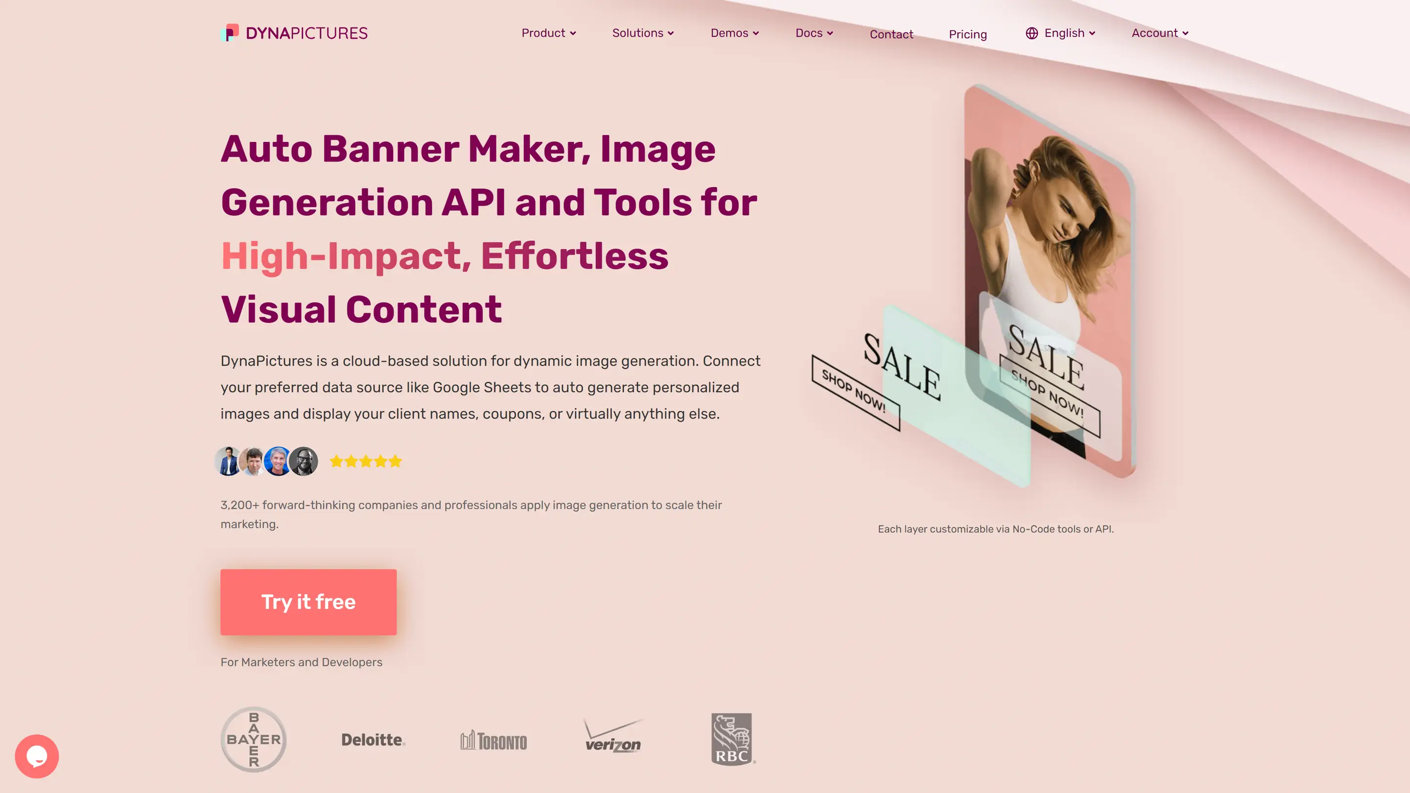Screenshot of the home page of DynaPictures