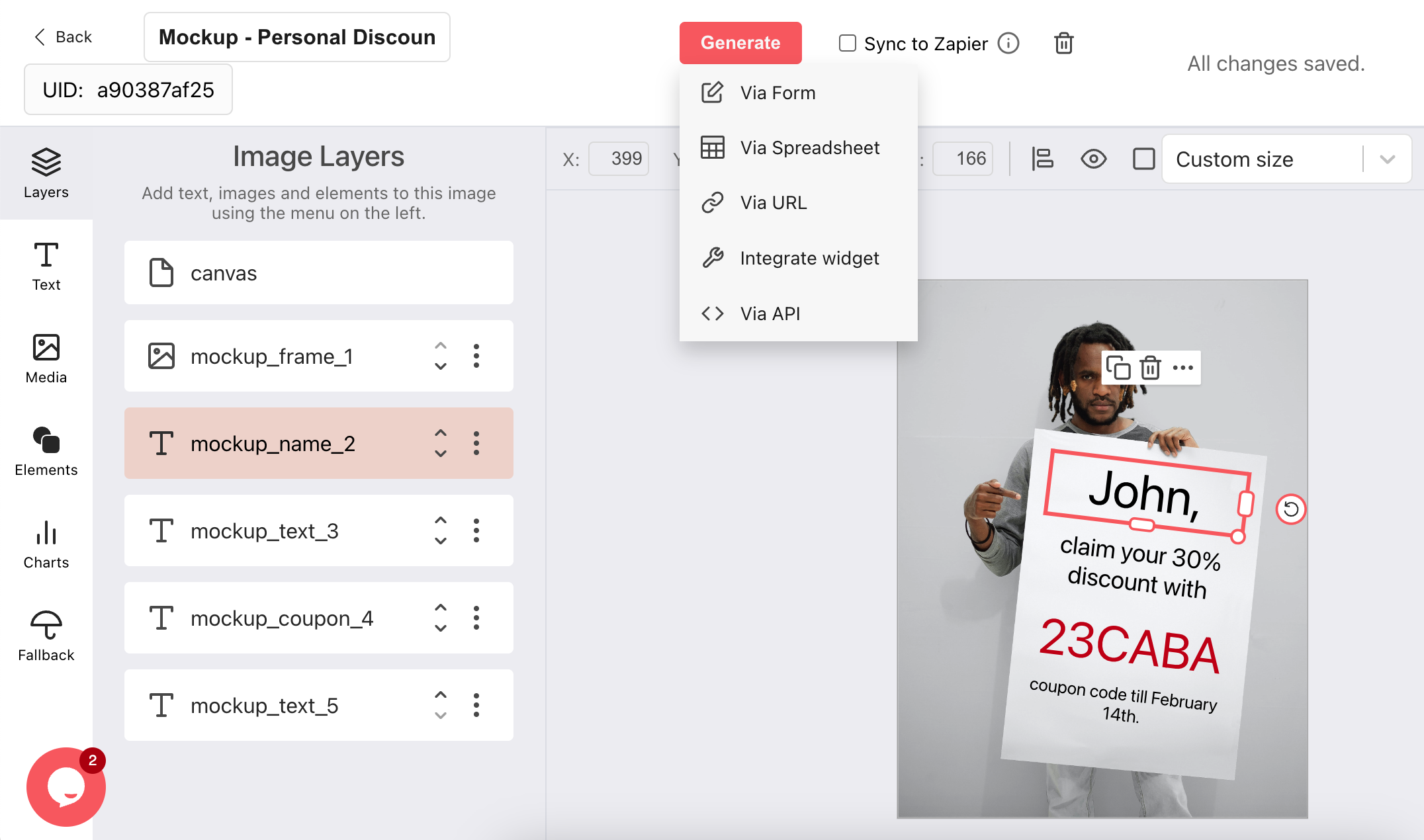 Add a data source, including a spreadsheet, URL, 0to generate personalized doc