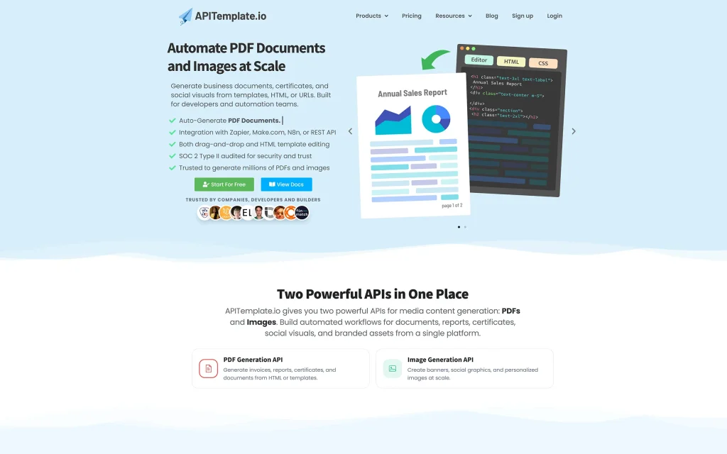 APITemplate PDF generator website