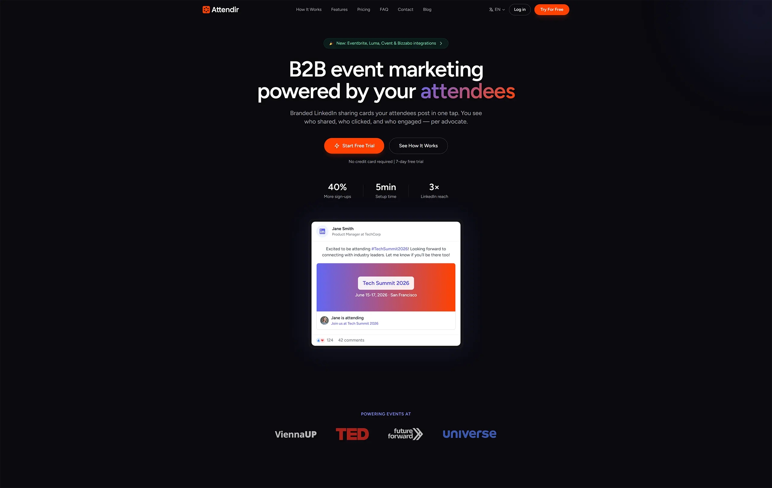 Screenshot of the Attendir website