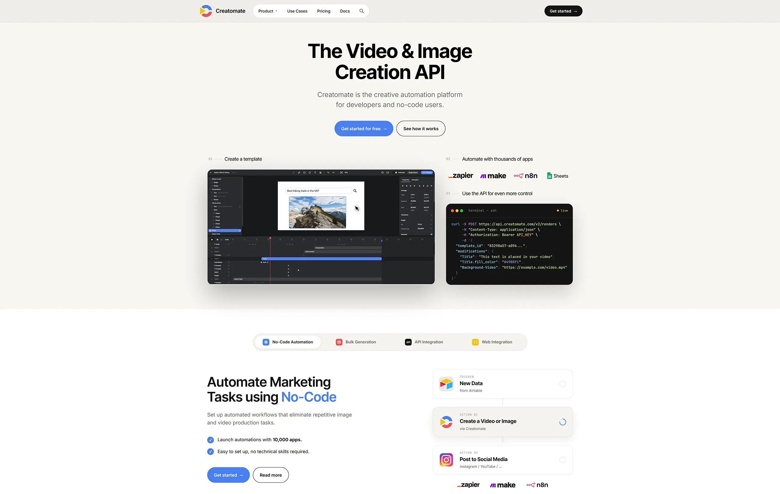 Creatomate home page