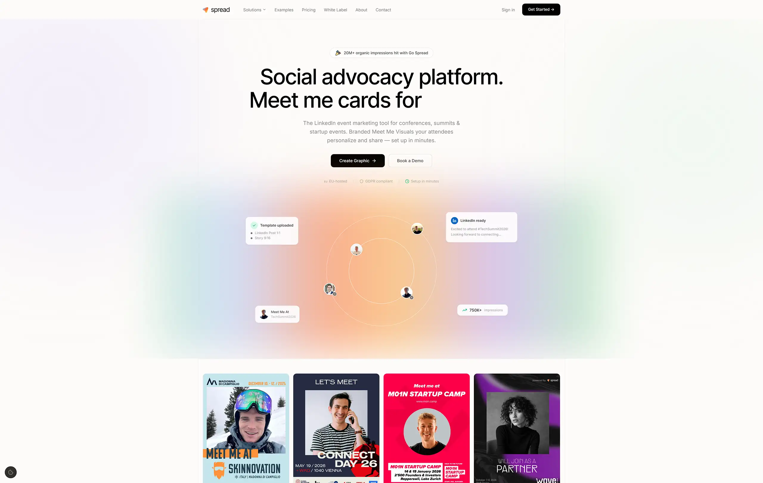 Screenshot of the Go Spread website home page