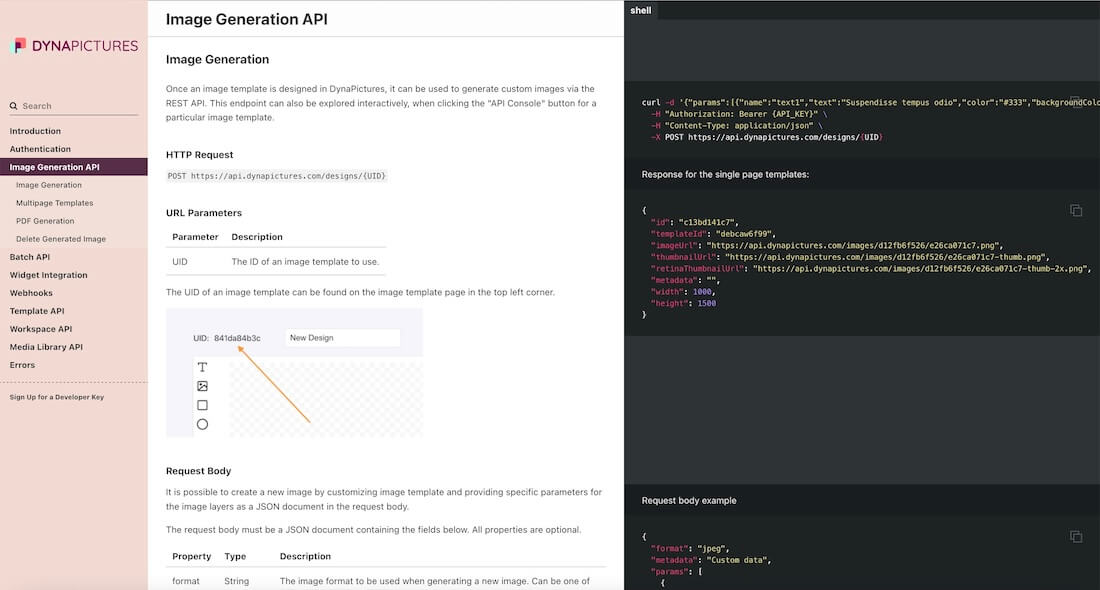 Image generation REST API
