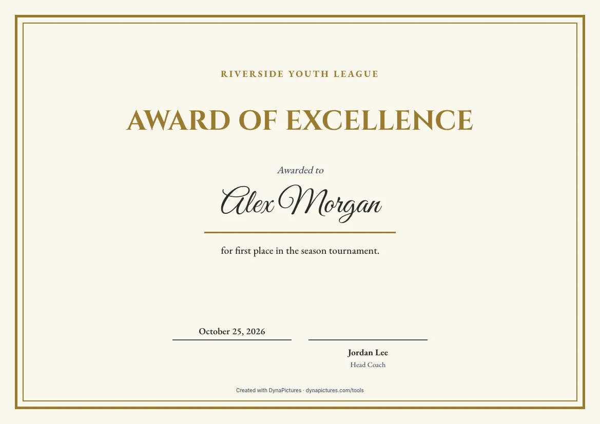 Award certificate template – Classic style