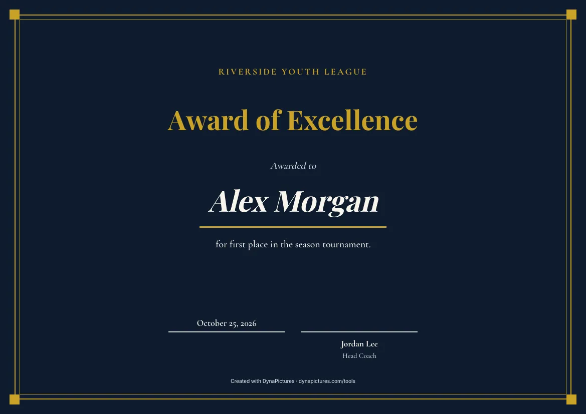 Award certificate template – Elegant style