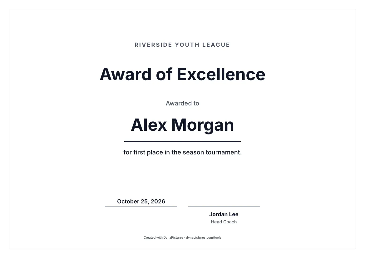 Award certificate template – Minimal style