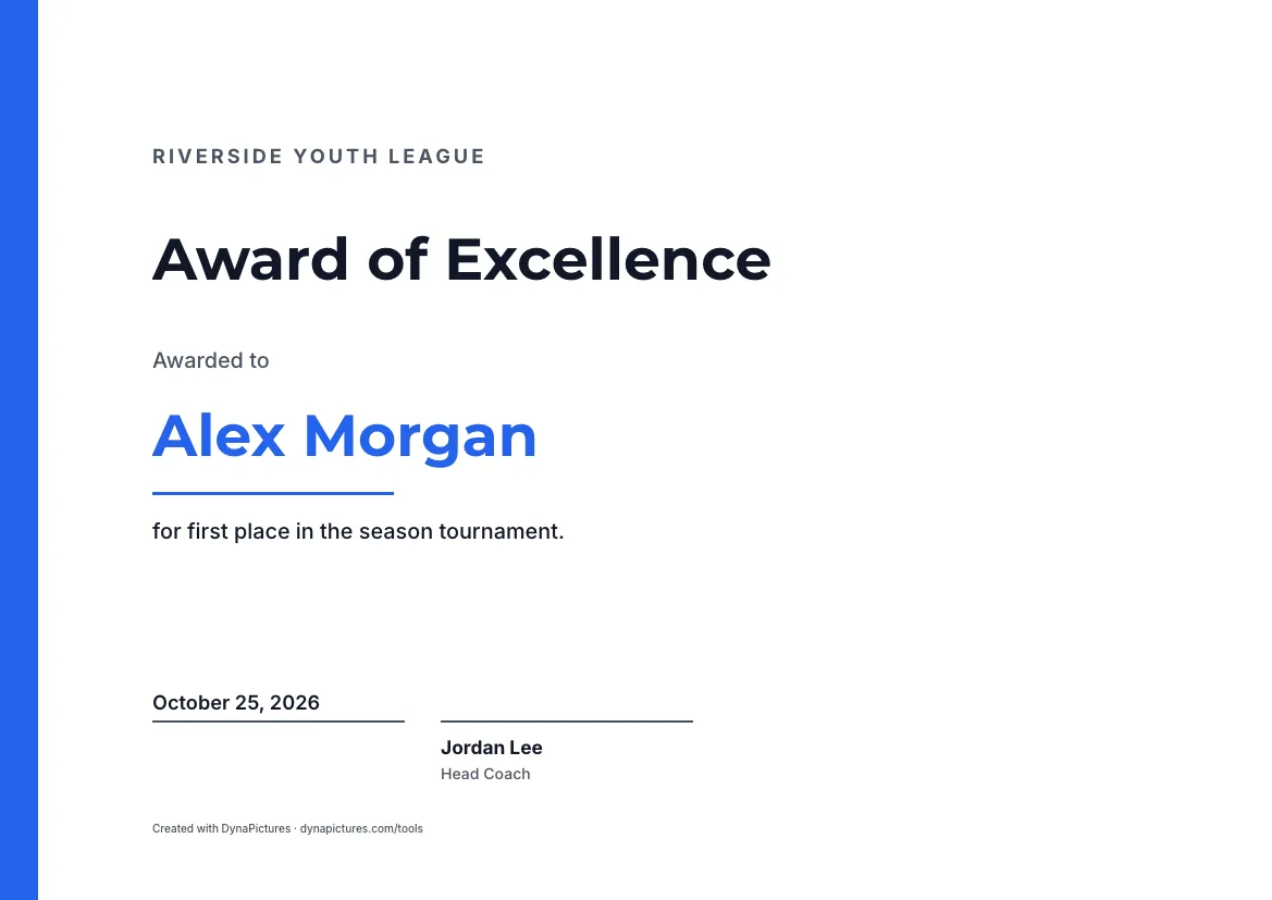 Award certificate template – Modern style