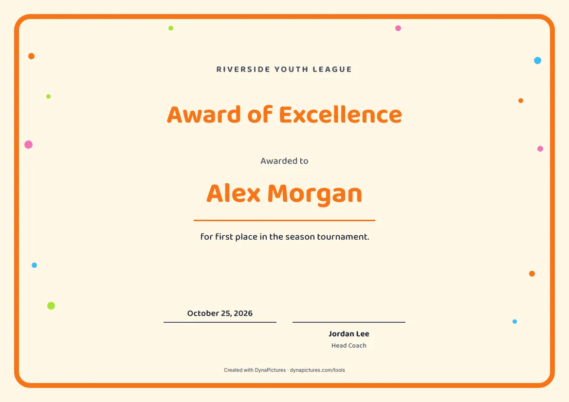 Award certificate template – Playful style