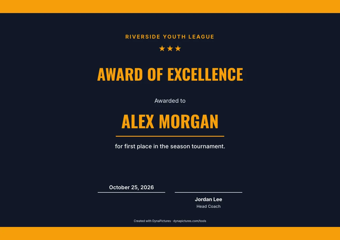 Award certificate