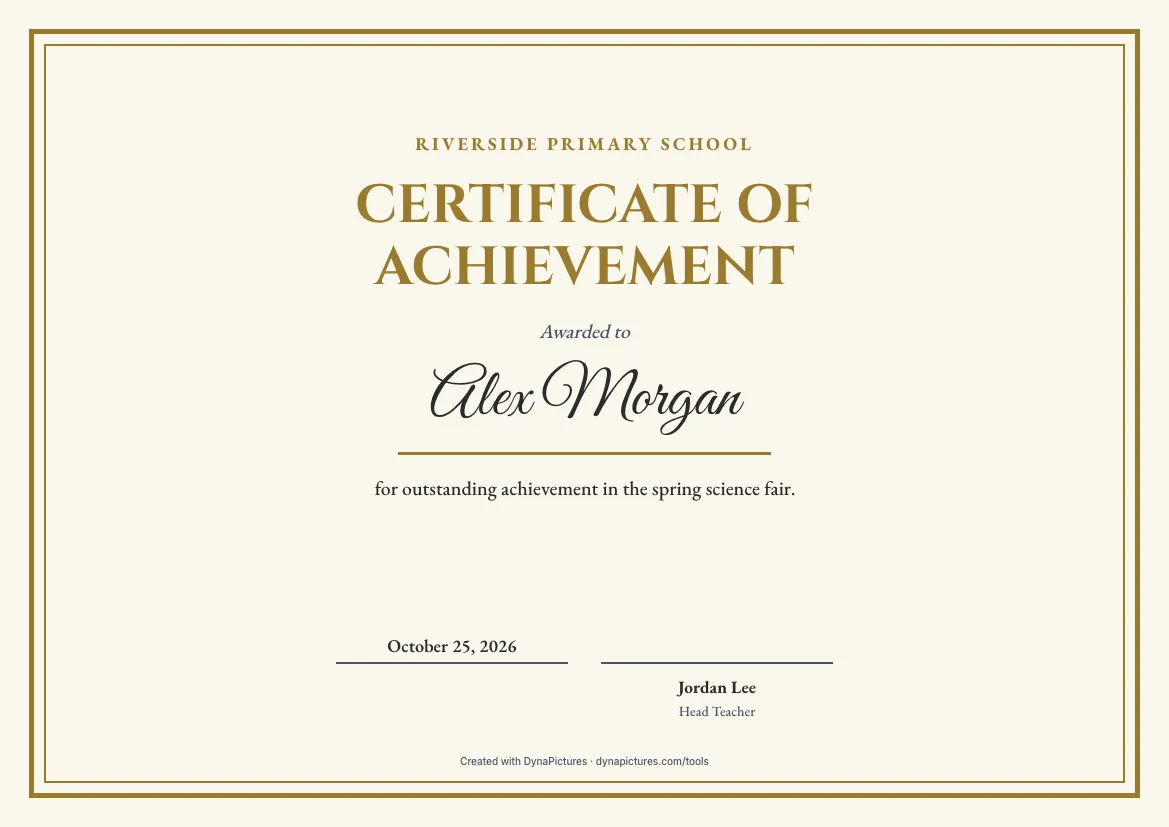 Certificate of achievement