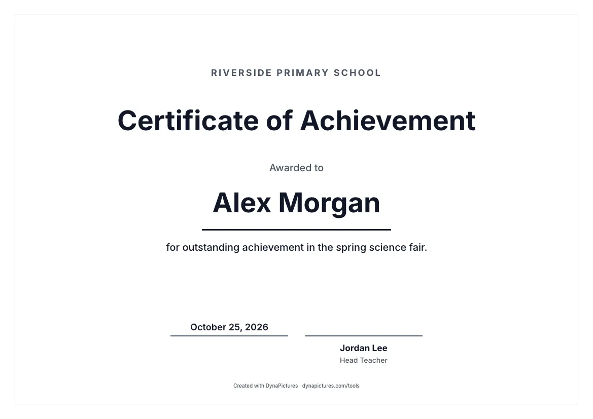 Certificate of achievement template – Minimal style