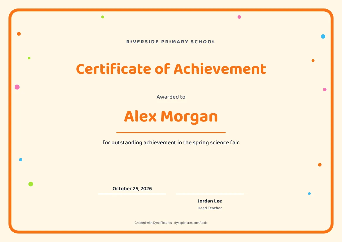 Certificate of achievement template – Playful style