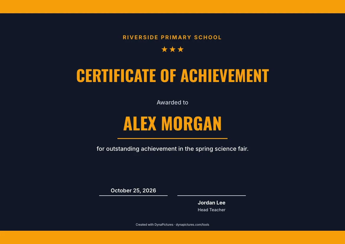 Certificate of achievement template – Sports style