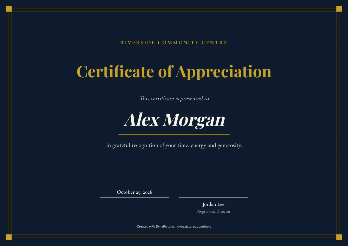 Certificate of appreciation