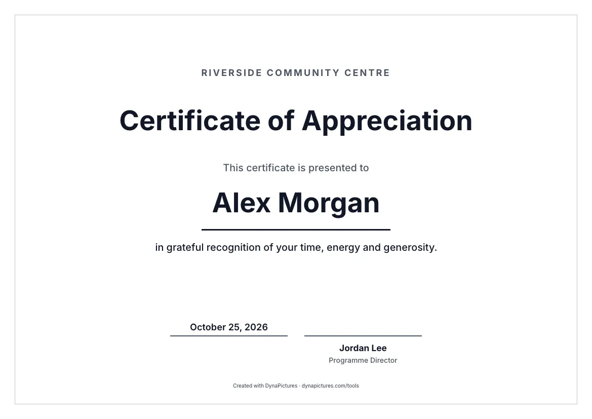 Certificate of appreciation template – Minimal style