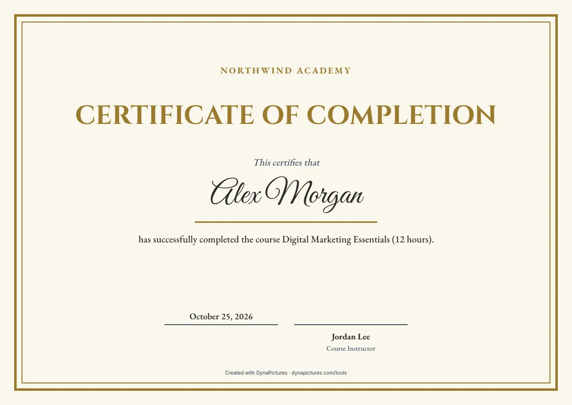 Certificate of completion