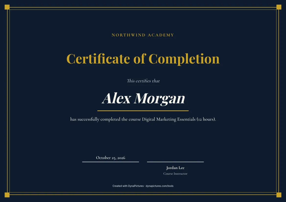 Certificate of completion template – Elegant style
