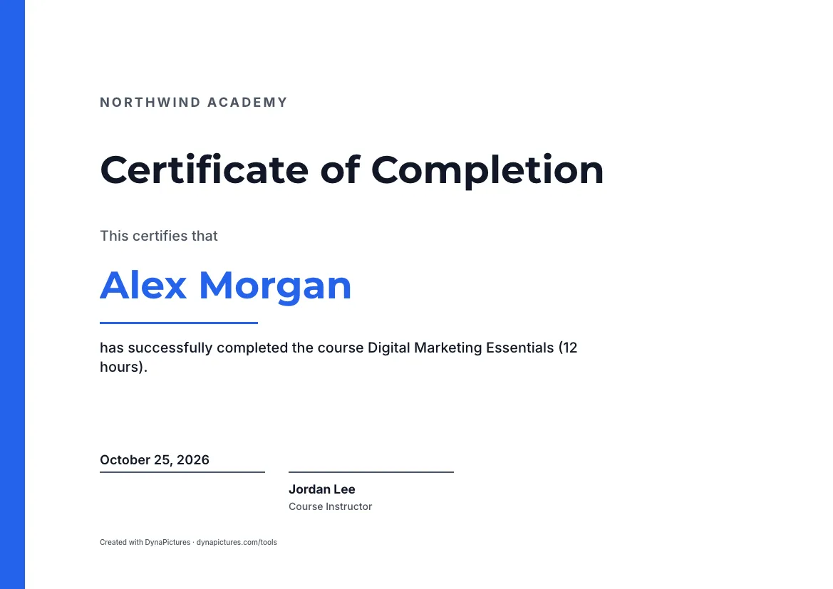 Certificate of completion template – Modern style
