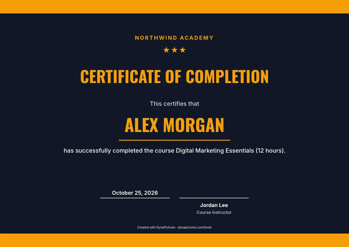 Certificate of completion template – Sports style