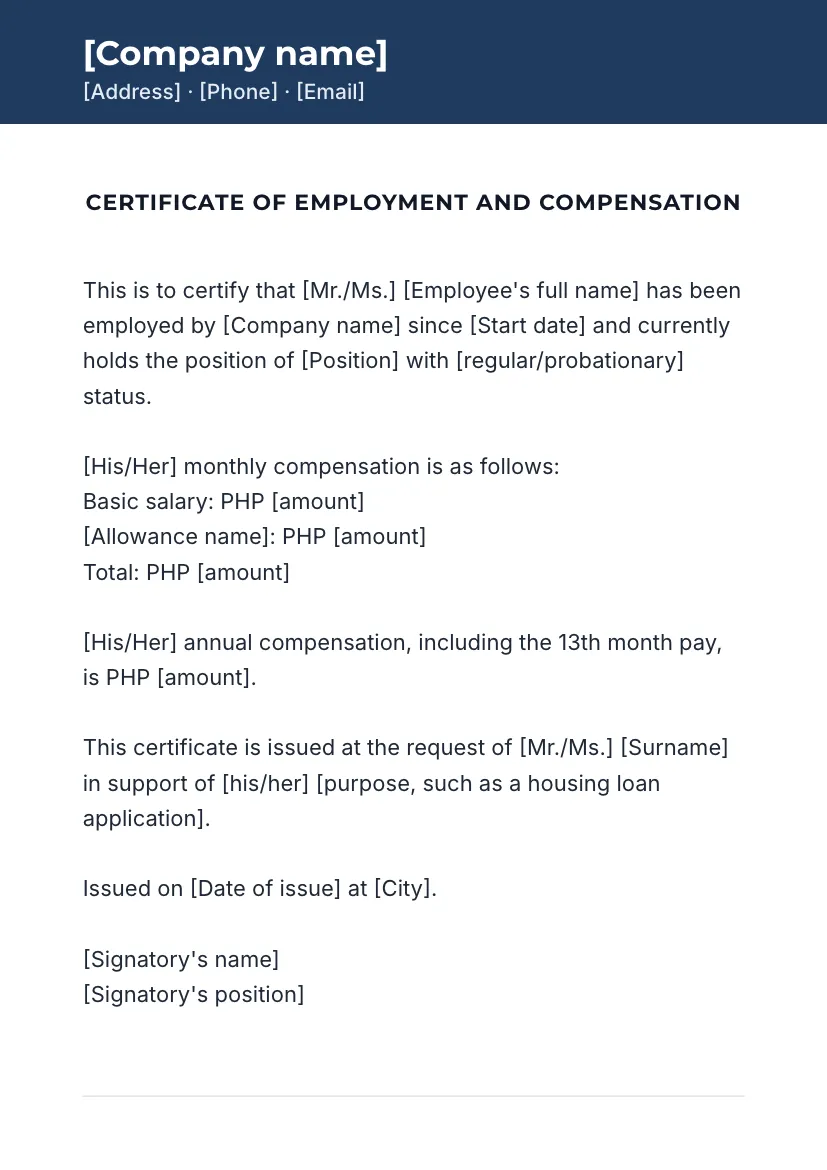 COE with compensation
