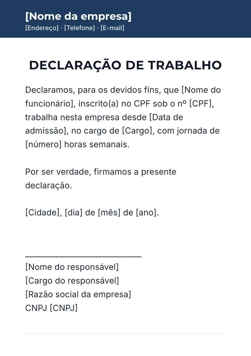 Declaração de trabalho