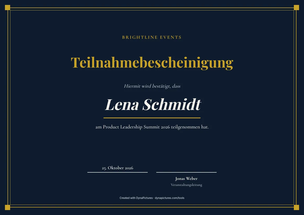 Teilnahmebescheinigung Vorlage – Stil Elegant