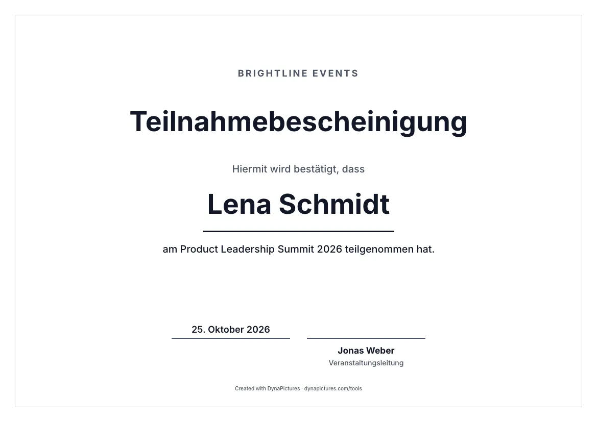 Teilnahmebescheinigung