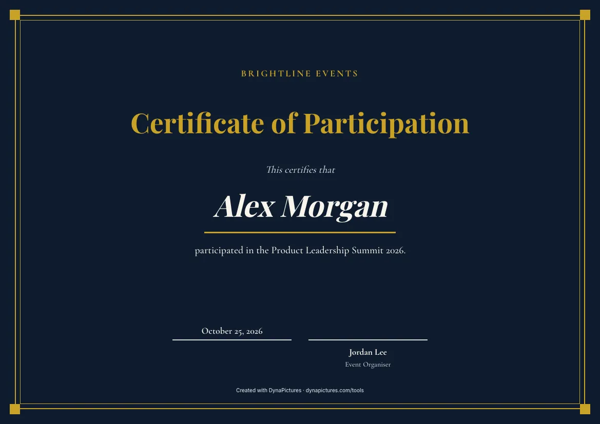 Certificate of participation template – Elegant style