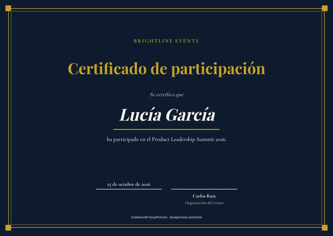 Certificado de participación editable – estilo Elegante