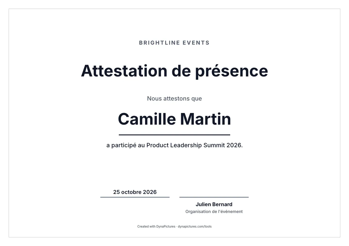 Attestation de présence