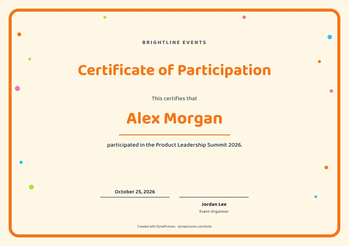 Certificate of participation template – Playful style