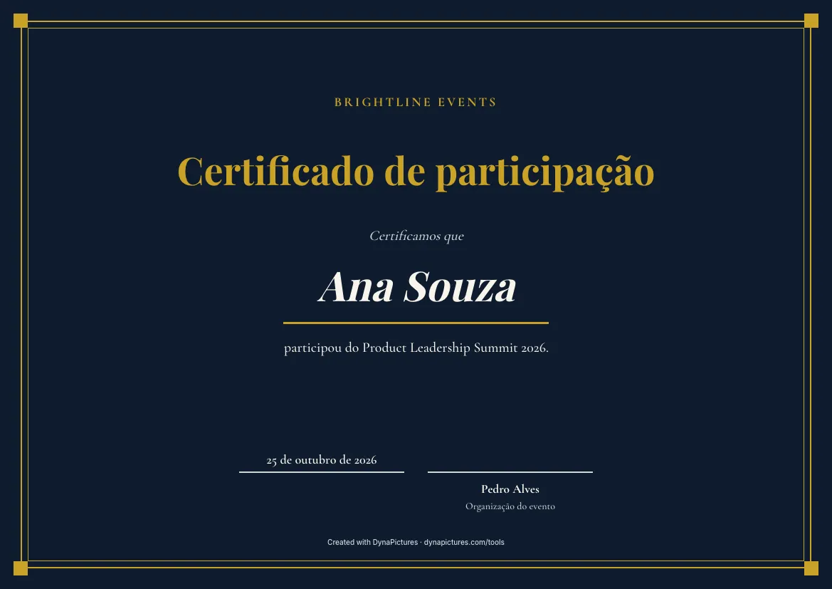 Modelo de certificado de participação – estilo Elegante