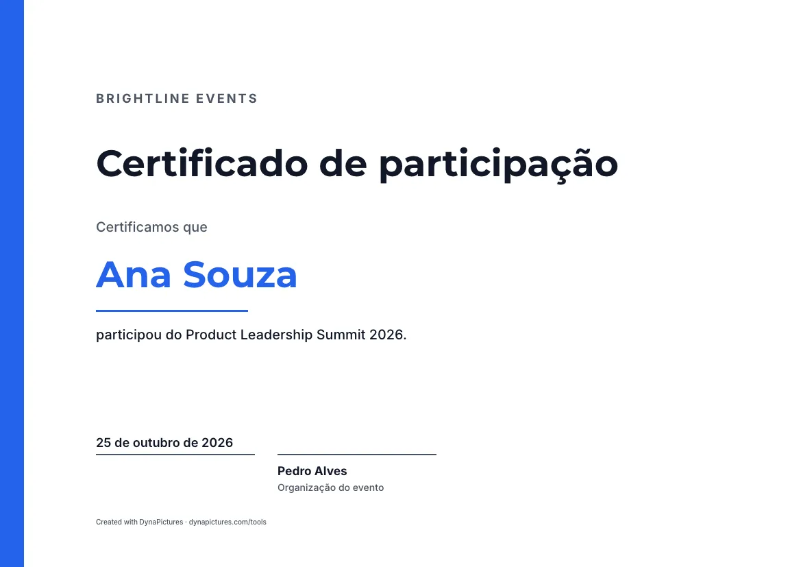 Modelo de certificado de participação – estilo Moderno