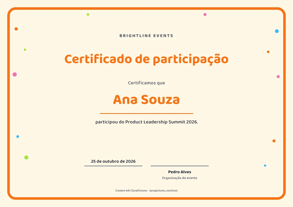 Modelo de certificado de participação – estilo Divertido