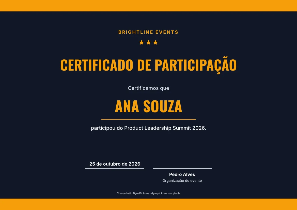 Modelo de certificado de participação – estilo Esportivo