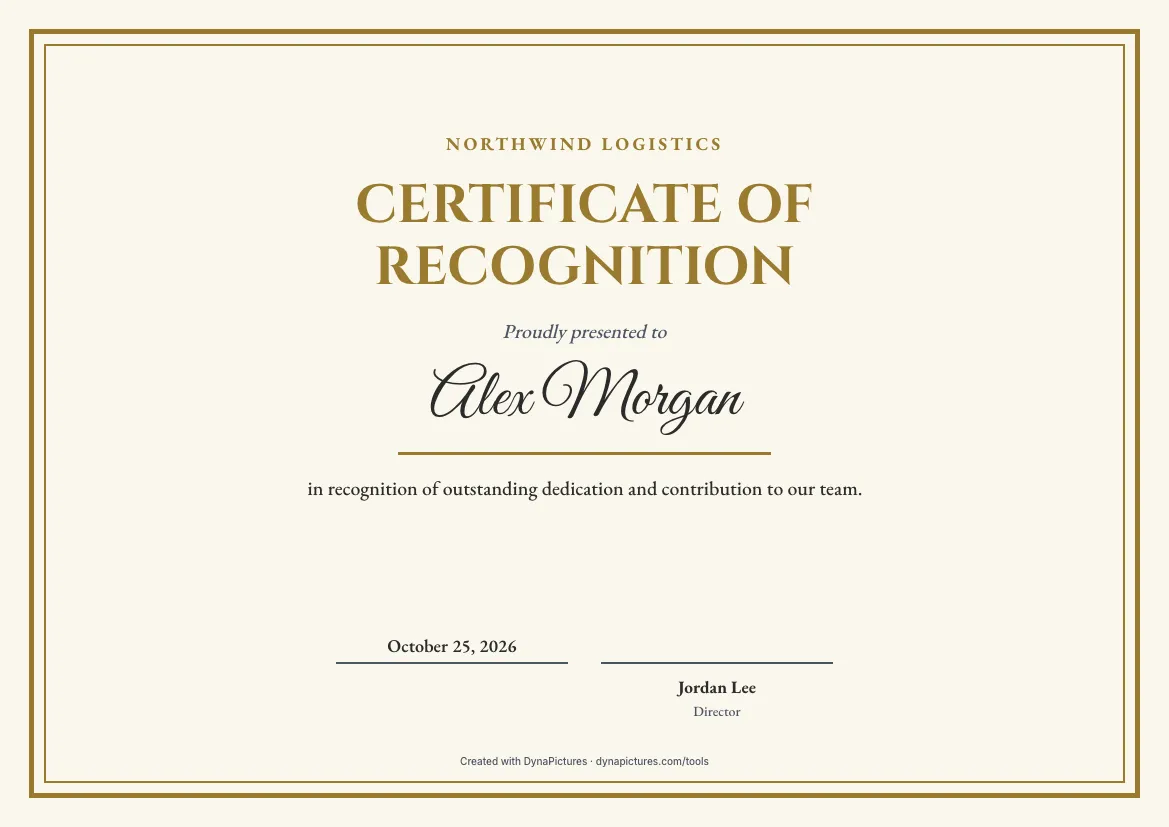 Certificate of recognition