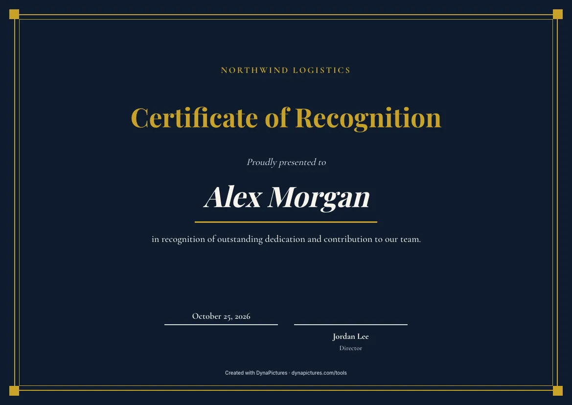 Certificate of recognition template – Elegant style