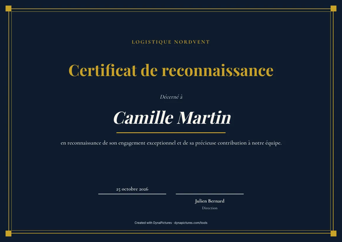 Modèle de certificat de reconnaissance – style Élégant