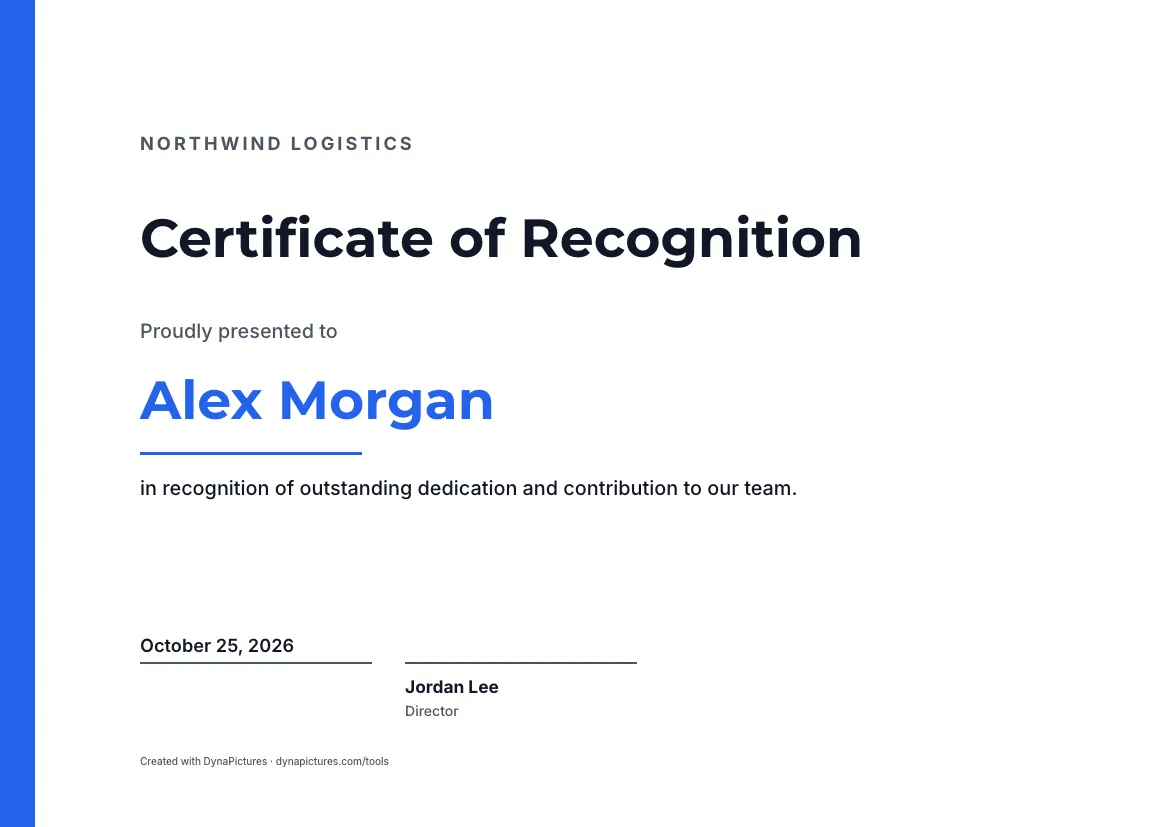 Certificate of recognition template – Modern style