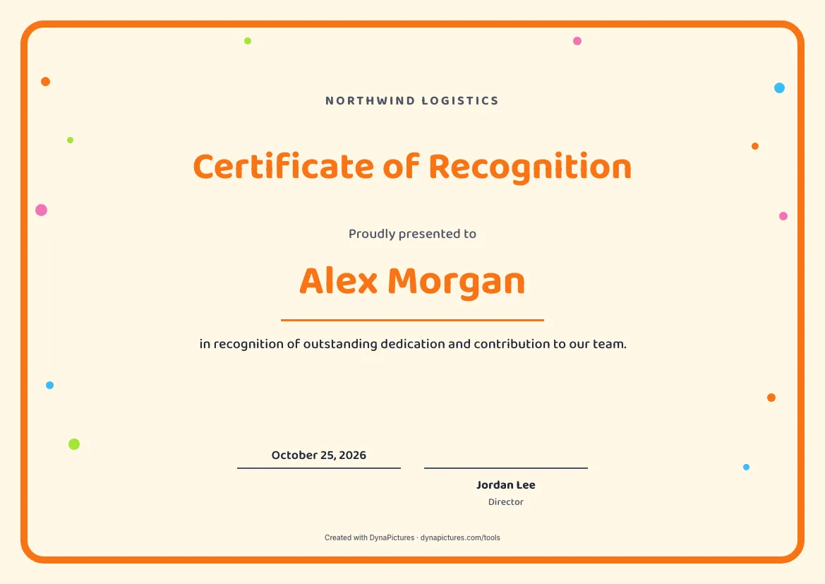 Certificate of recognition template – Playful style