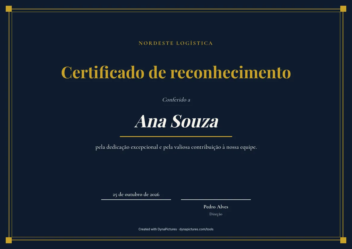 Modelo de certificado de reconhecimento – estilo Elegante